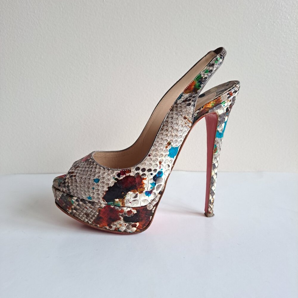 Christian Louboutin Python Leather Lady Peep Toe … - image 3